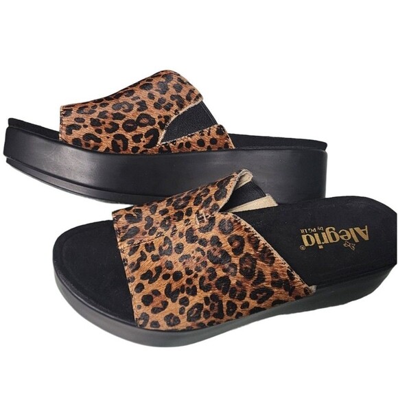 Alegria Trinity NEW Safari Leather Platform Wedge Pony Hair Upper Size 38 - Picture 4 of 8